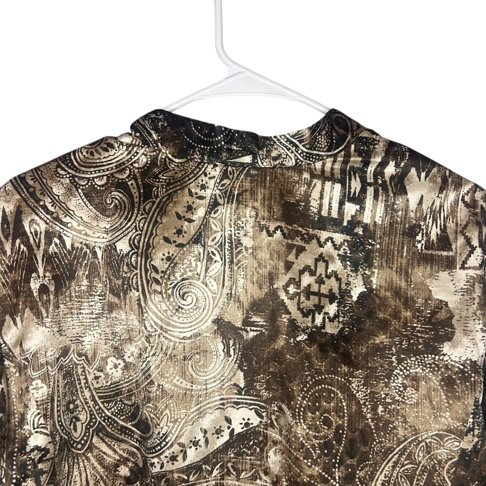 Chico’s Paisley Print Open Front Jacket Blazer Size 3 Brown Neutral - Picture 3 of 11
